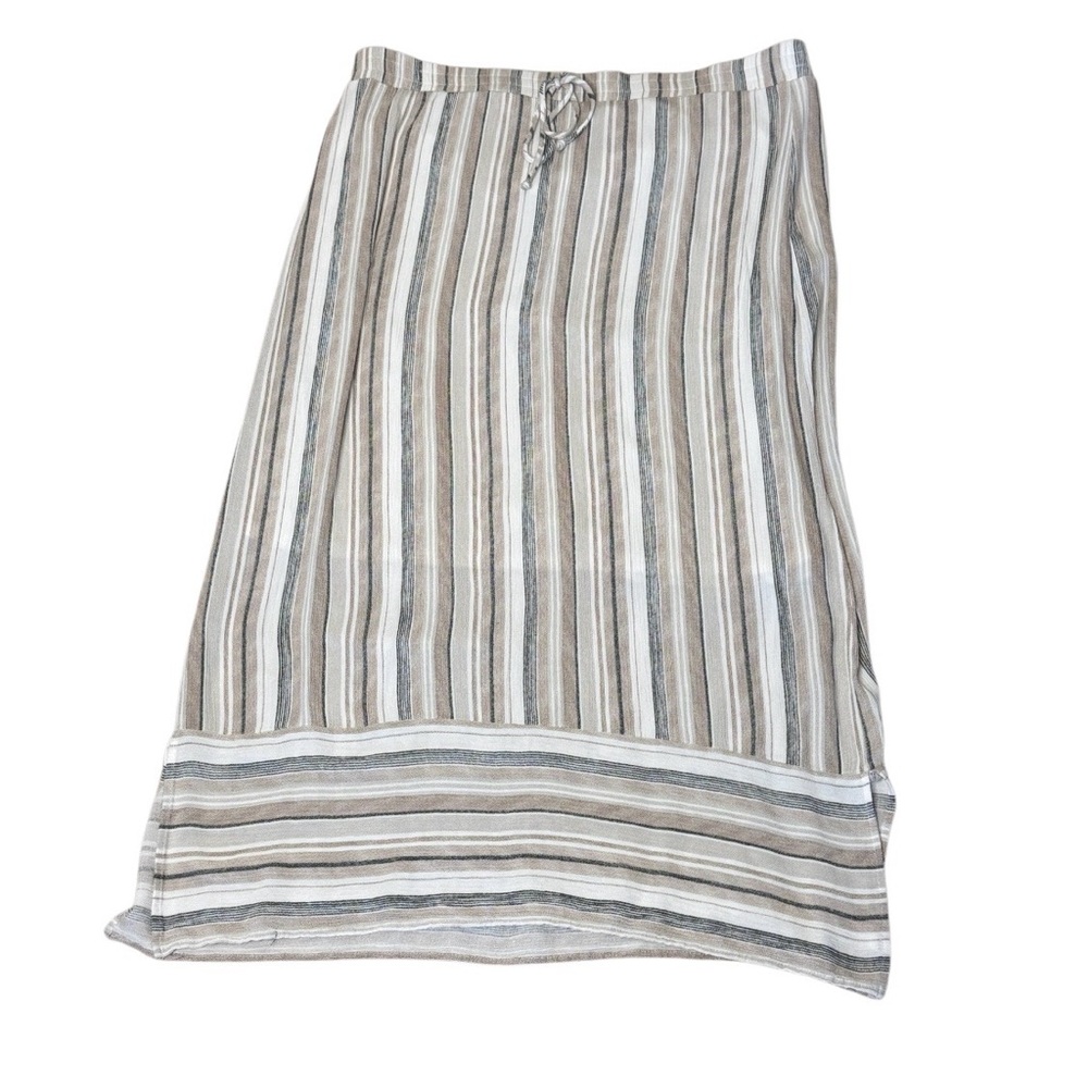 Apt. 9 Beige, Black, White Stripe Pull On Skirt Rayon Blend, Lined Size L